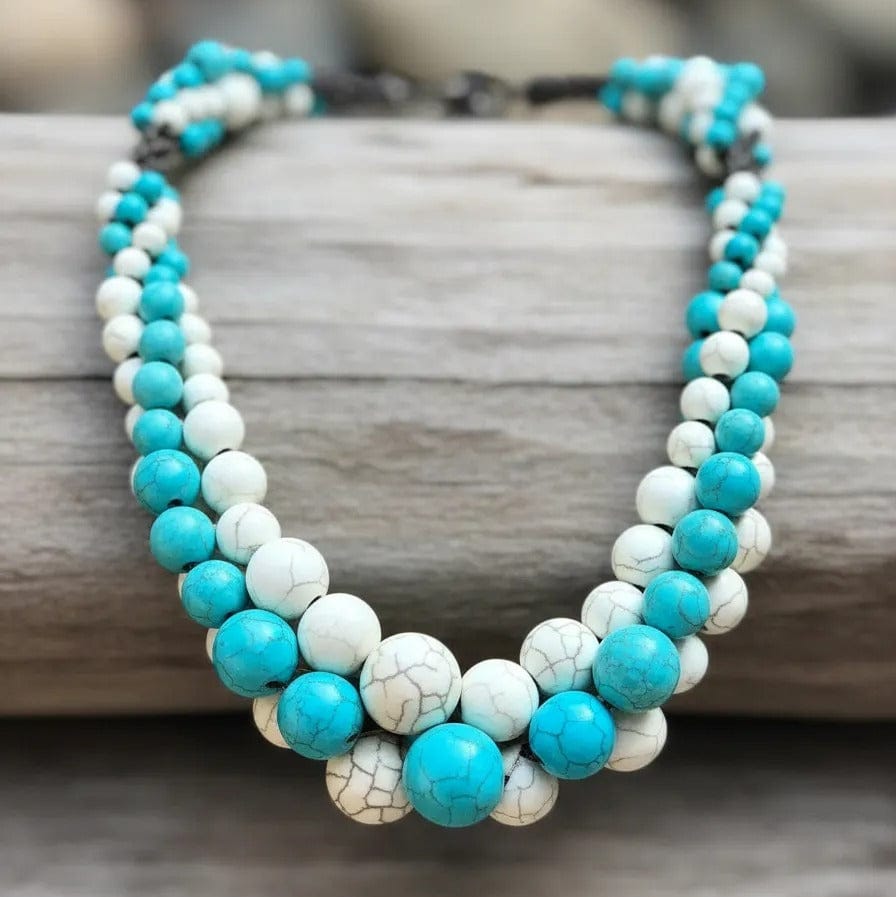 Collar Soka blanco con turquesa CASONA DECO collares
