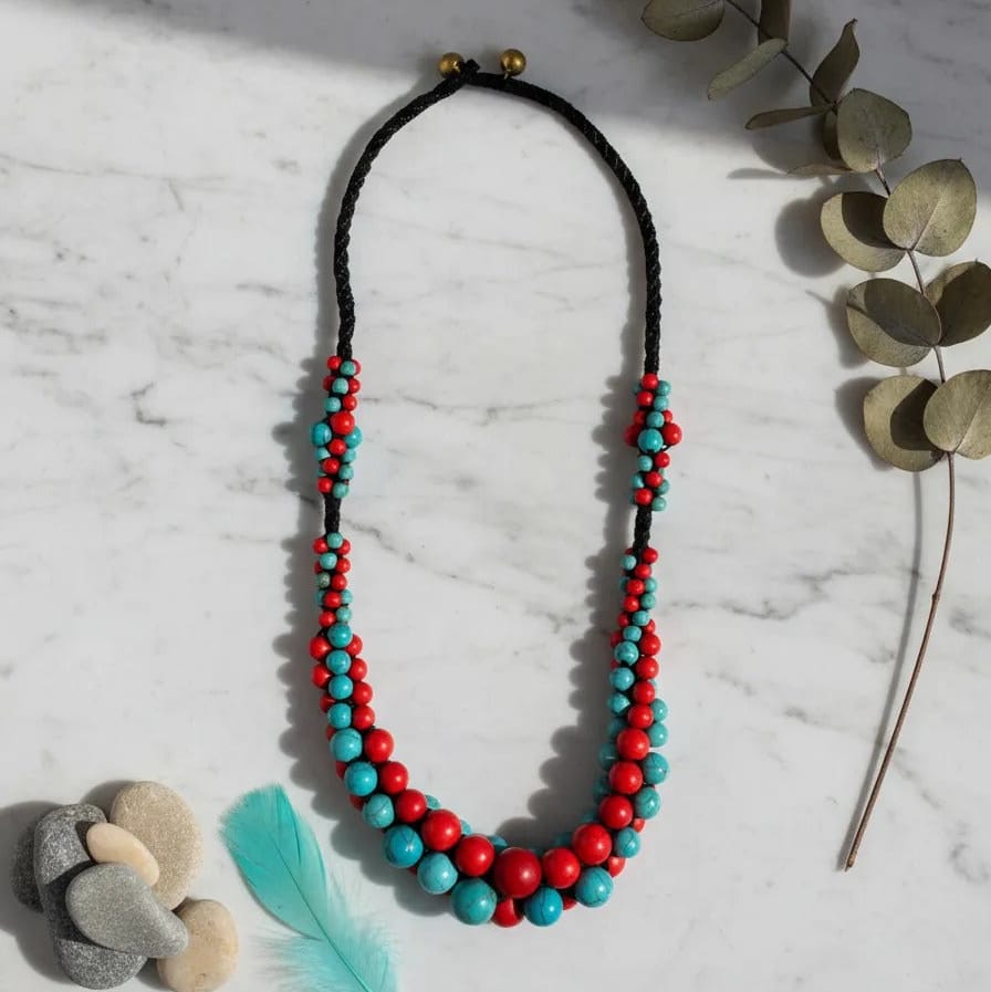 Collar Soka coral con turquesa CASONA DECO collares