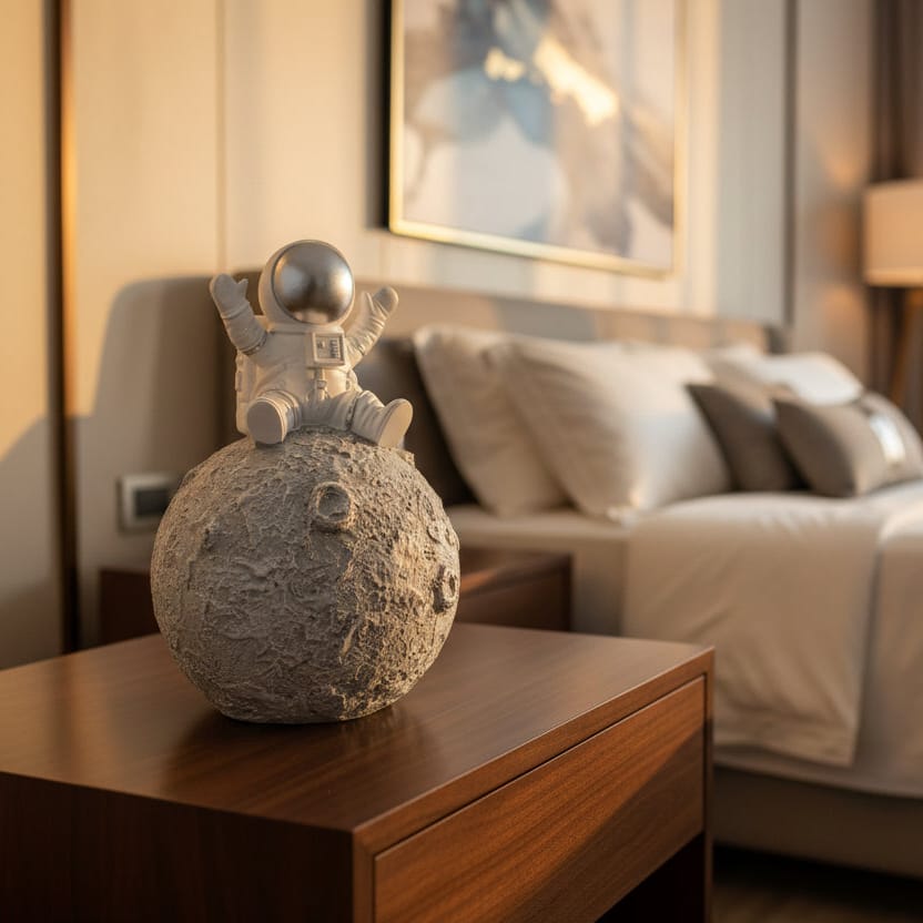 Astronauta Plateado sobre luna CASONA DECO decoracion