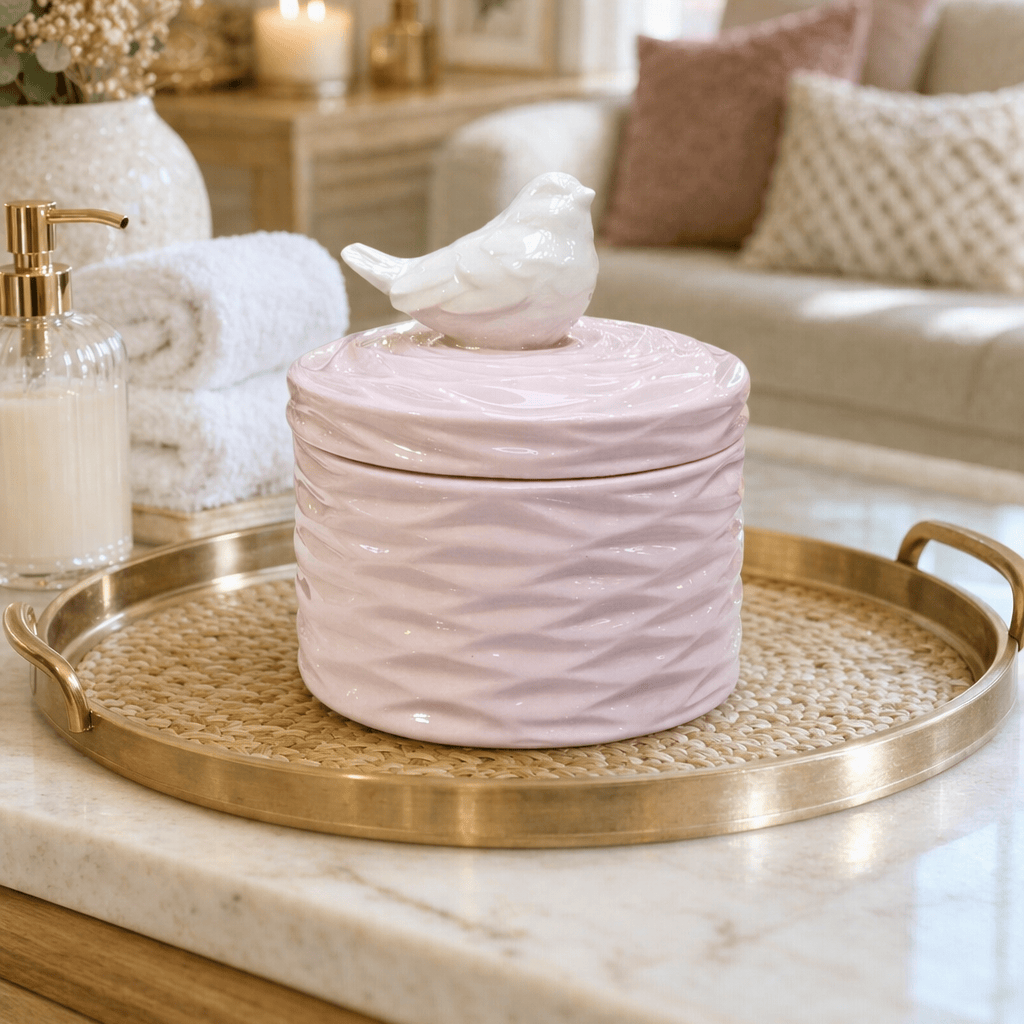Contenedor de pajarito rosado CASONA DECO decoracion