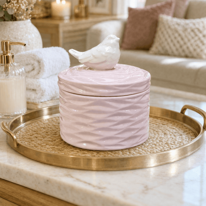 Contenedor de pajarito rosado CASONA DECO decoracion