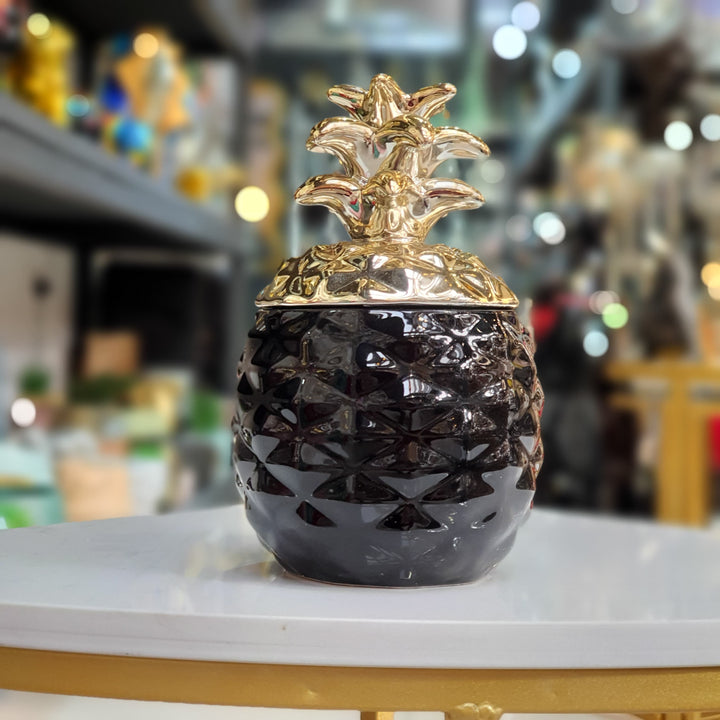 Contenedor Piña Negro con Dorado CASONA DECO decoracion
