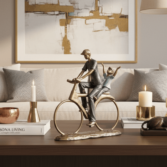 Familia padre e hijo en bicicleta CASONA DECO decoracion
