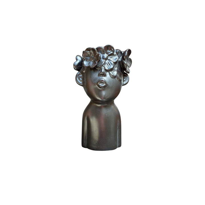 Florero Cara Flores Negro S CASONA DECO decoracion