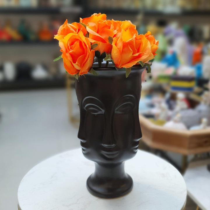 Florero Largo Caras Negro CASONA DECO decoracion