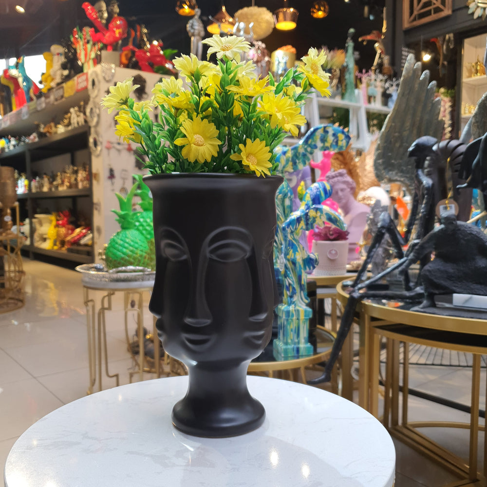 Florero Largo Caras Negro CASONA DECO decoracion