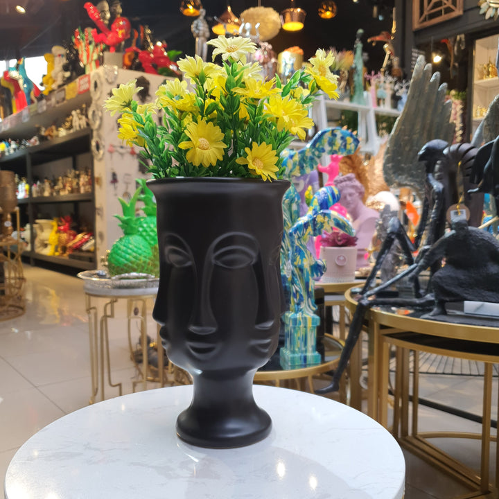 Florero Largo Caras Negro CASONA DECO decoracion