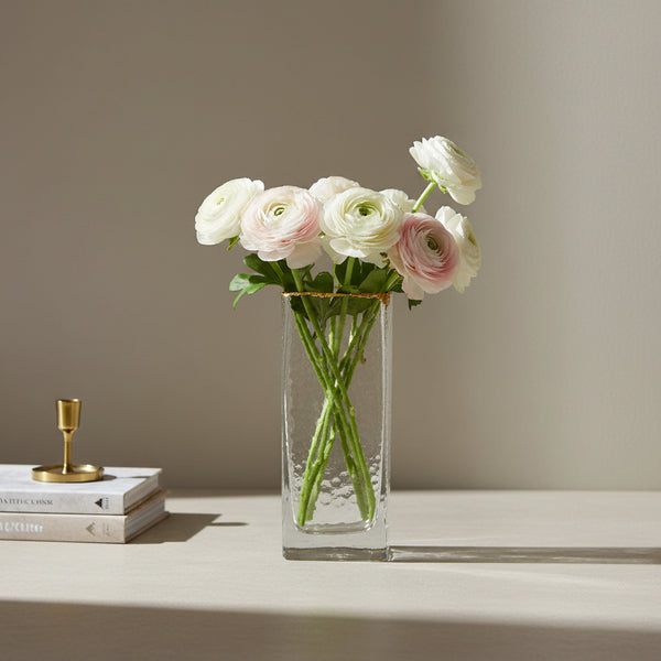 Florero Rectangular Borde Dorado S