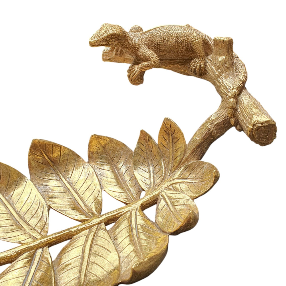 Hojas con lagartija dorado CASONA DECO decoracion