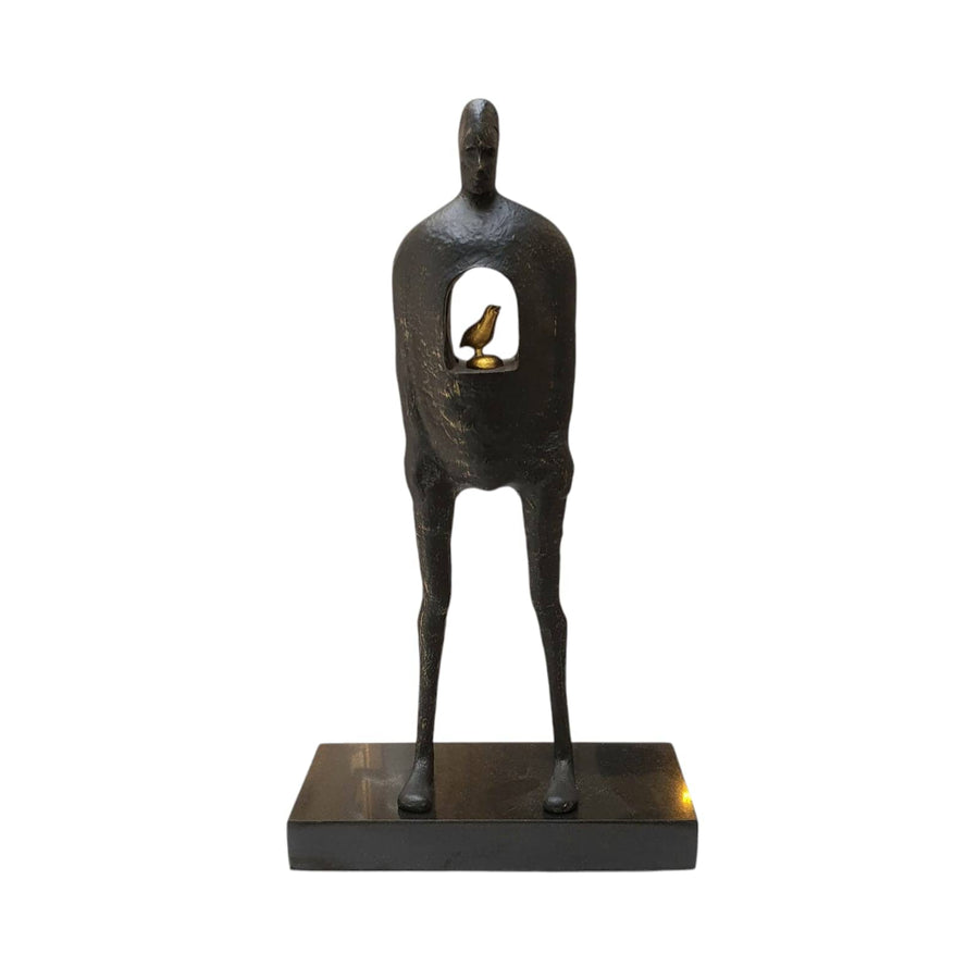 Hombre con  ave Interior de hierro CASONA DECO decoracion