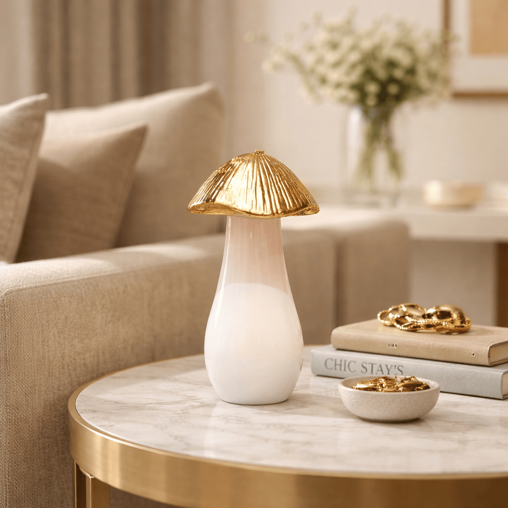 Hongo decorativo blanco con dorado CASONA DECO decoracion