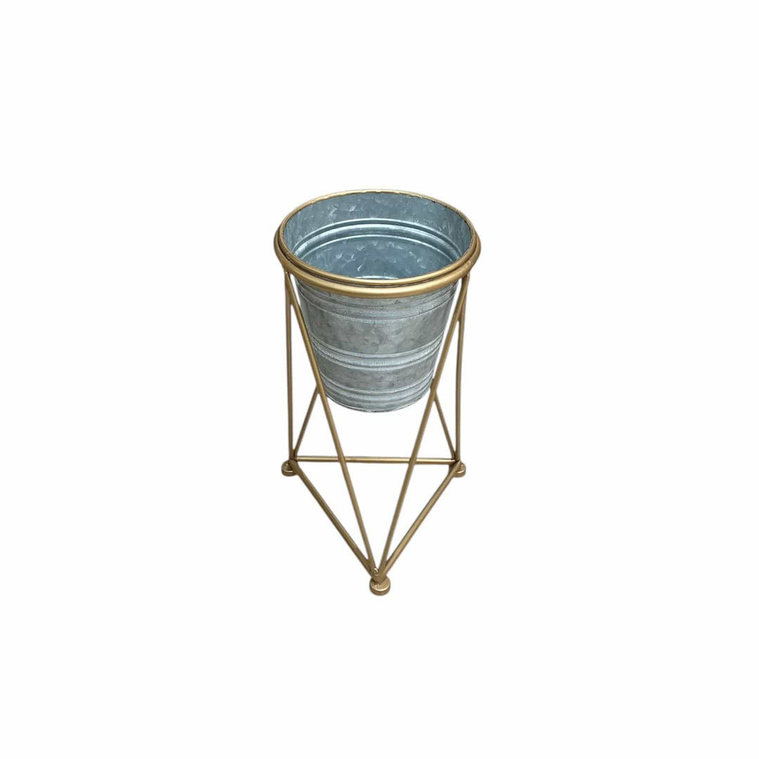 Maceta Plateada con Dorado M CASONA DECO decoracion
