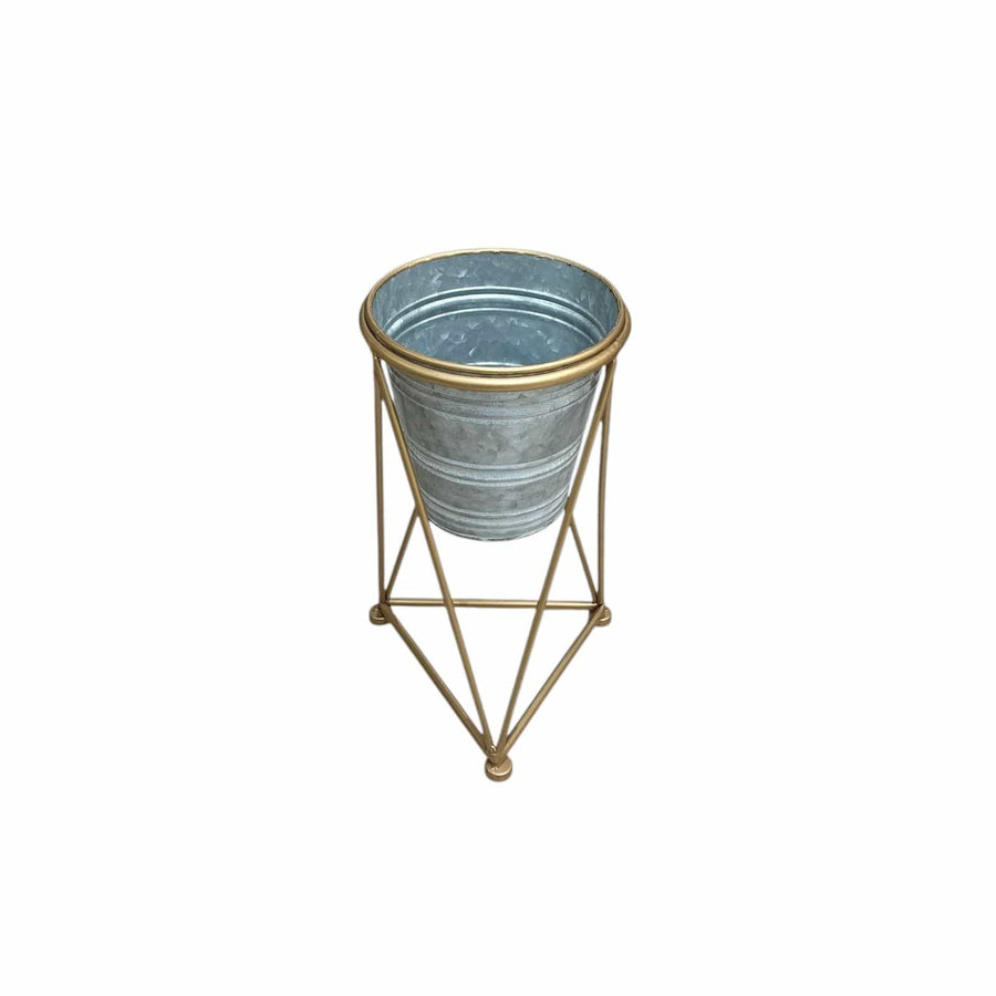 Maceta Plateada con Dorado M CASONA DECO decoracion