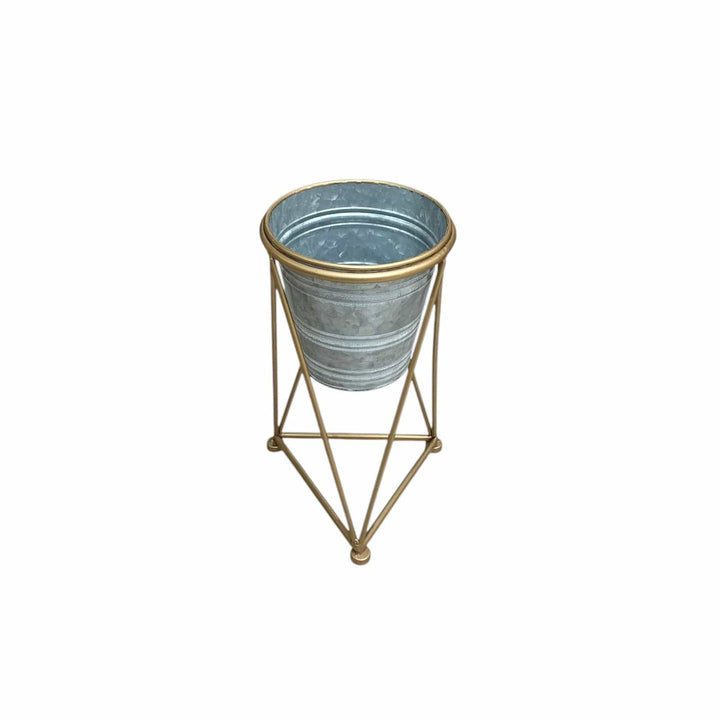 Maceta Plateada con Dorado S CASONA DECO decoracion