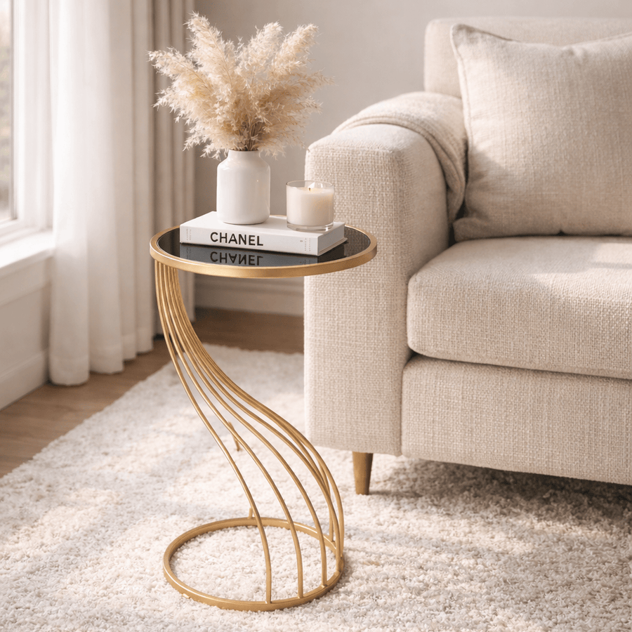 Mesa lateral espejo negro pequeña - OUTLET CASONA DECO decoracion