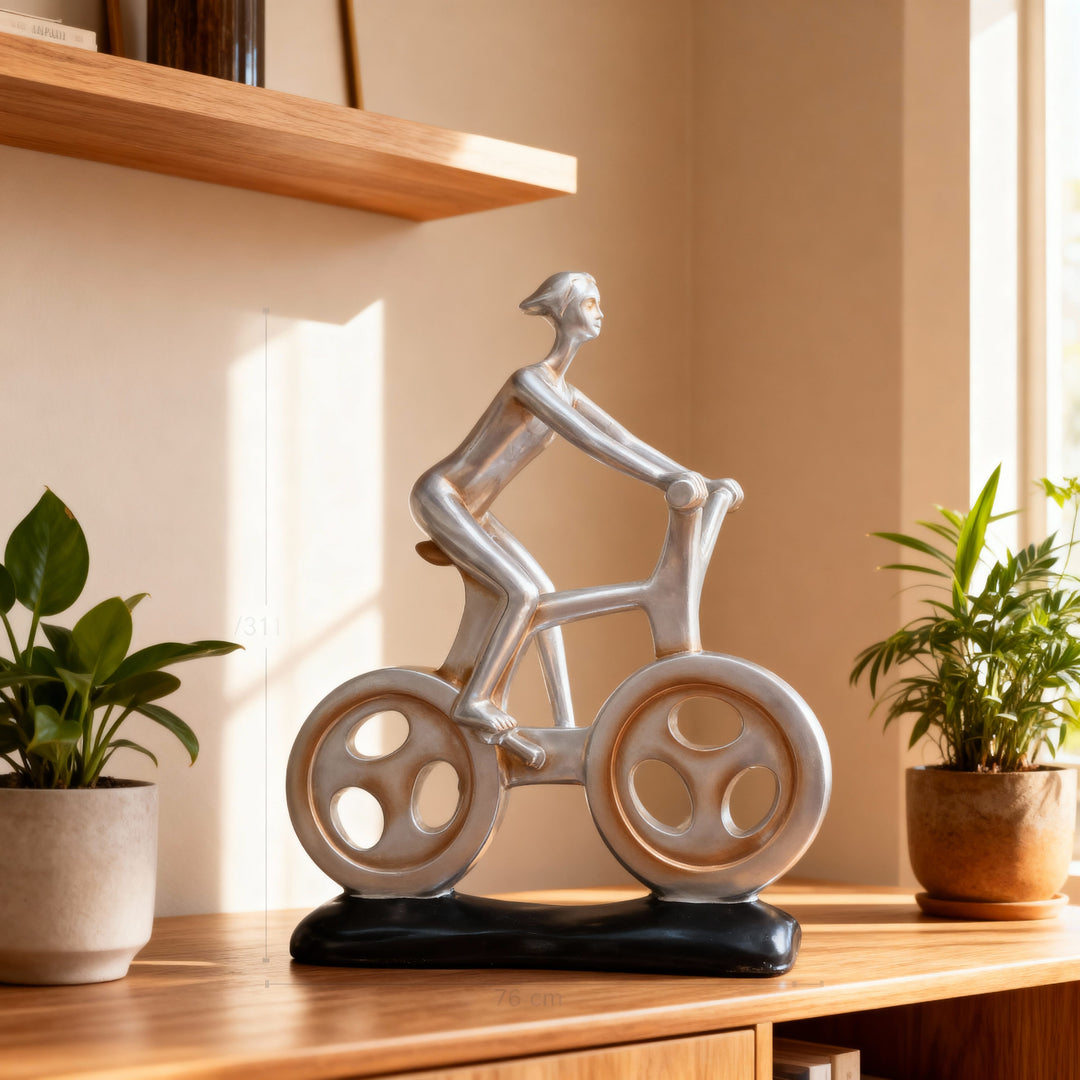 Mujer Ciclista plateado CASONA DECO decoracion