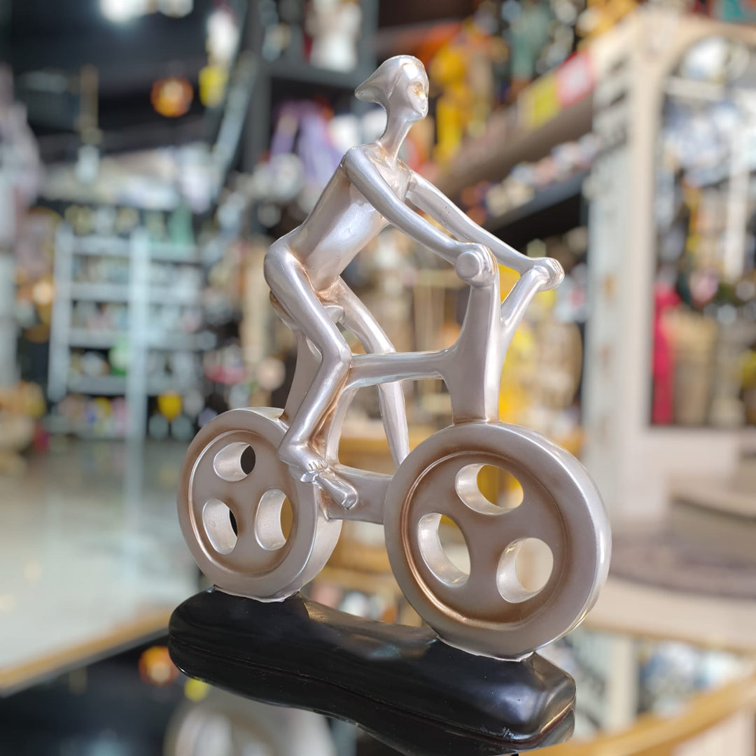 Mujer Ciclista plateado CASONA DECO decoracion