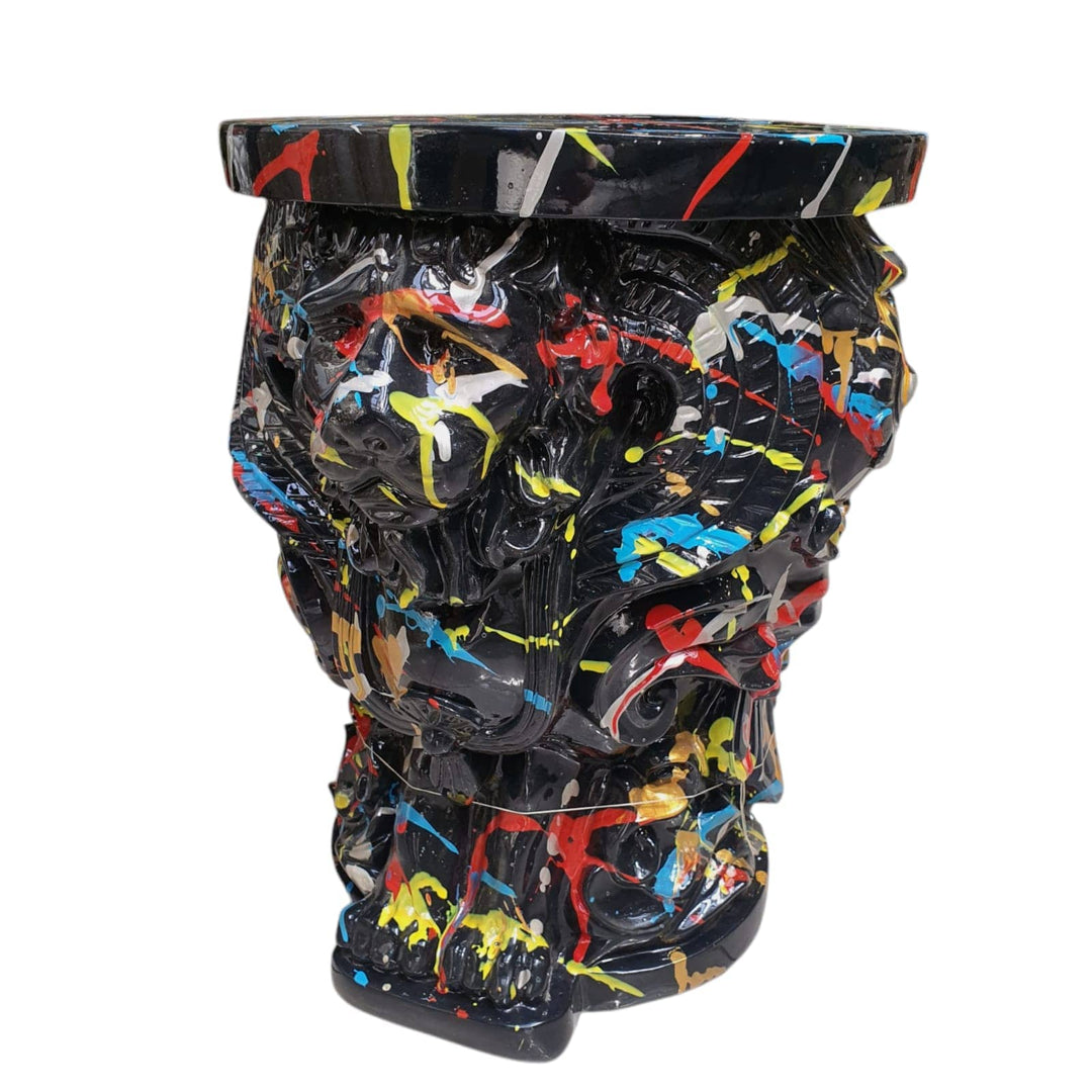 Pedestal Negro Multicolor Leones CASONA DECO decoracion