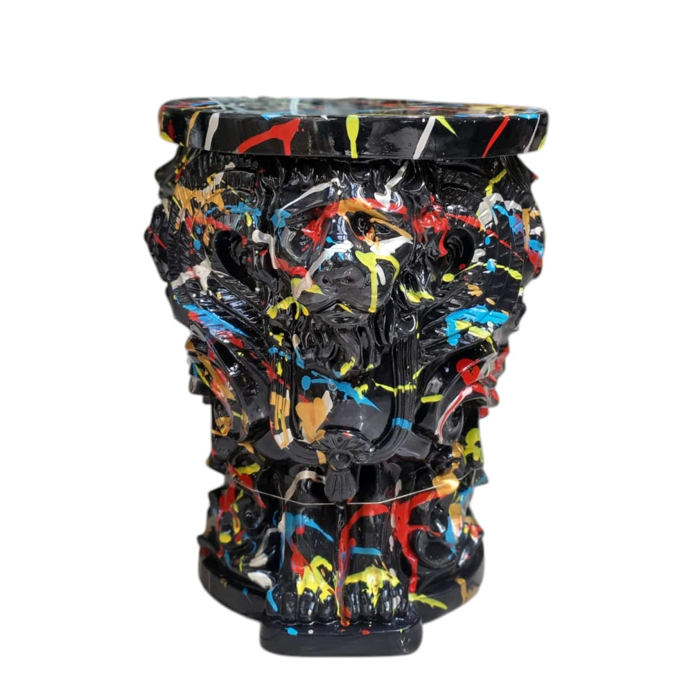 Pedestal Negro Multicolor Leones CASONA DECO decoracion