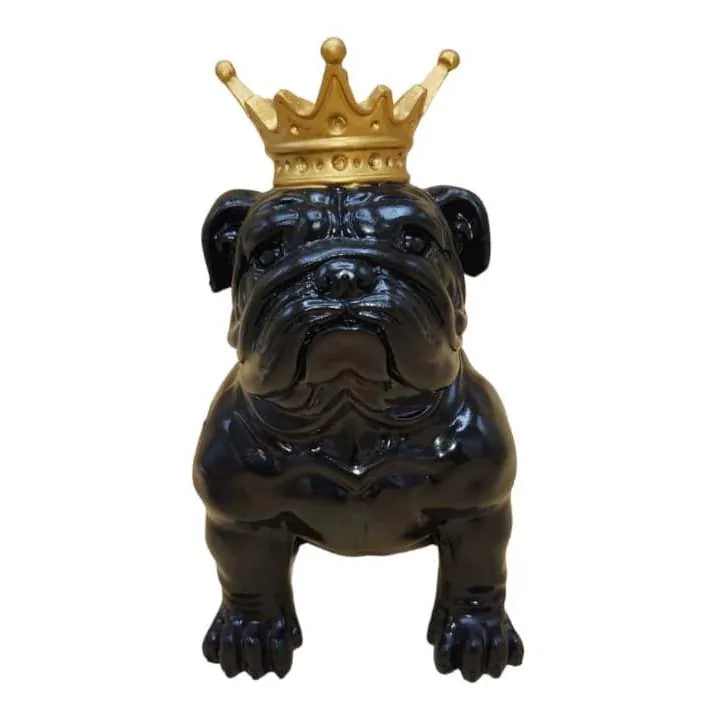 Perro bulldog inglés Alcancía Corona Negro CASONA DECO decoracion