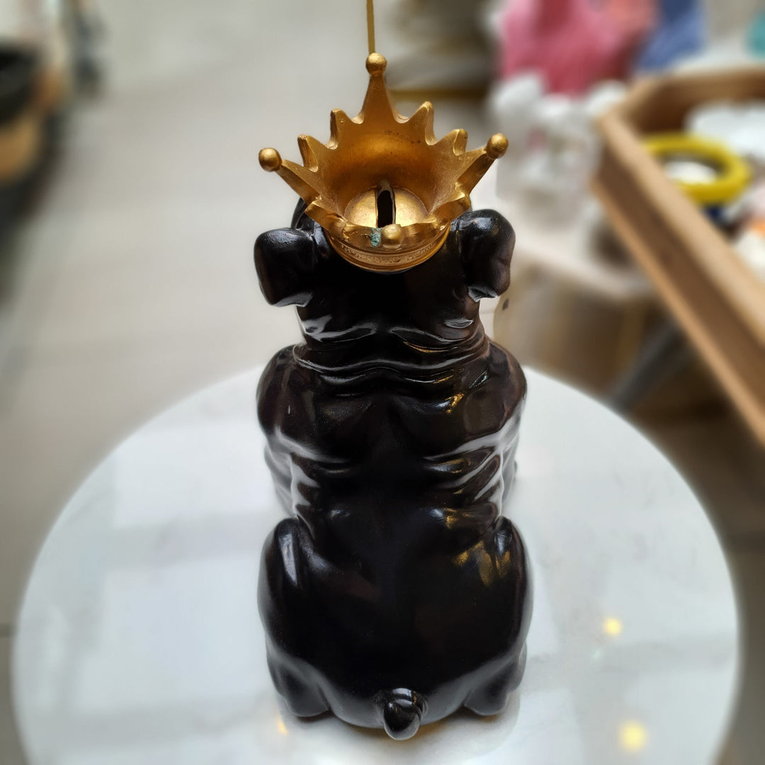 Perro bulldog inglés Alcancía Corona Negro CASONA DECO decoracion