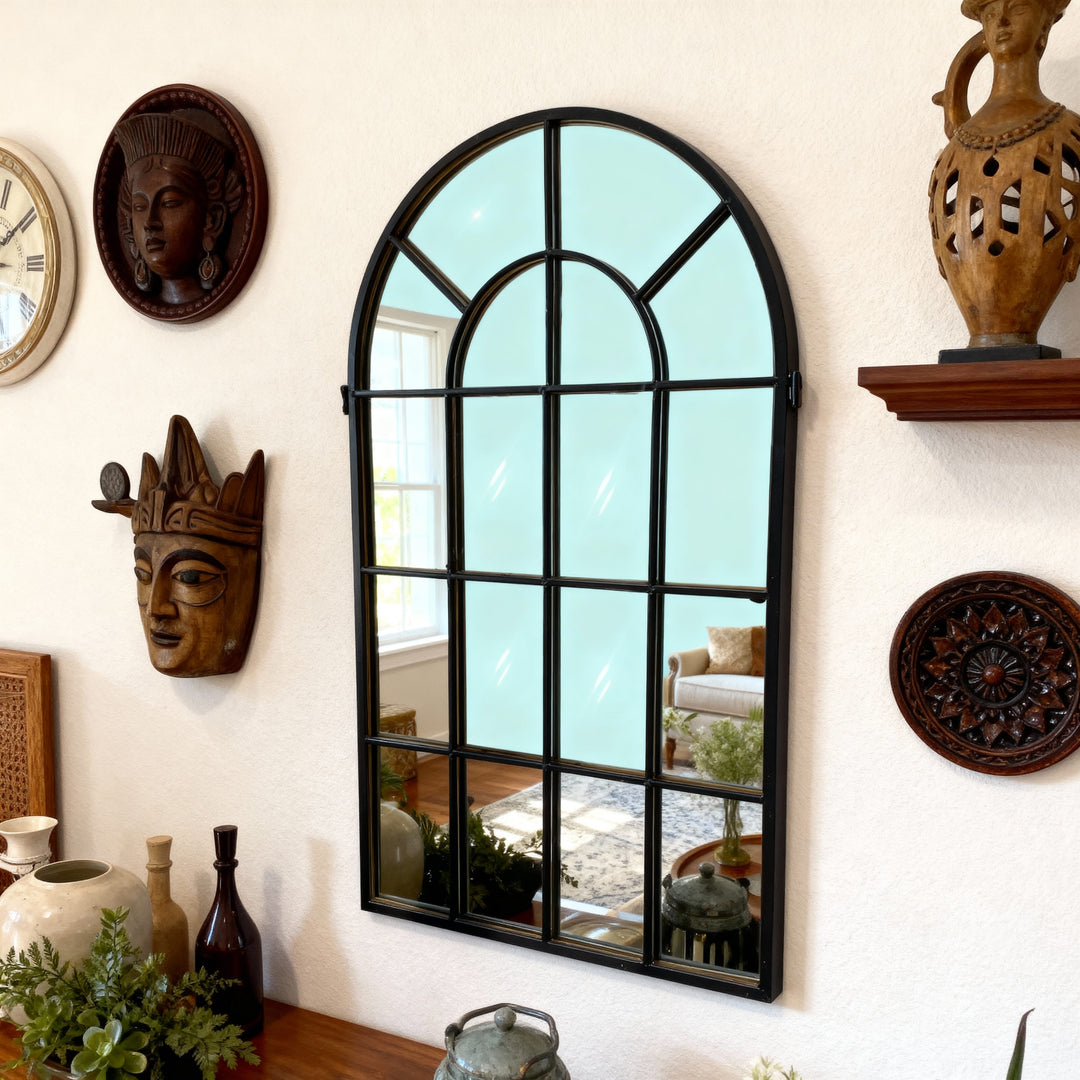 Espejo forma ventana negro CASONA DECO espejos