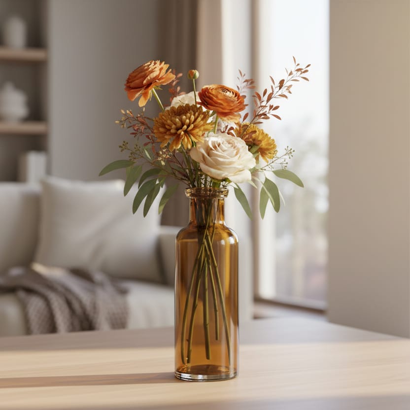 Florero Botella Ambar CASONA DECO