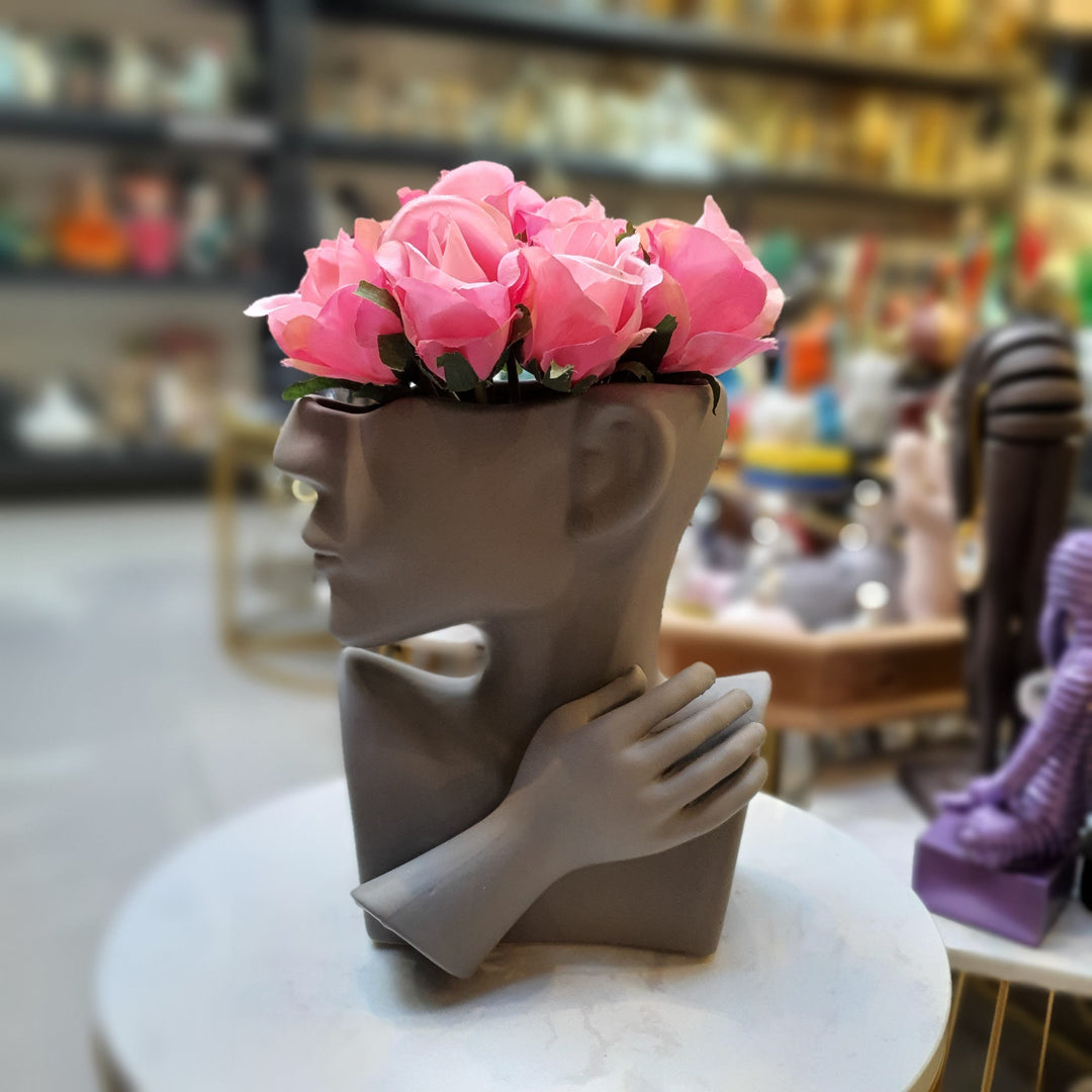 Florero Cara/Mano Gris 0630-62 CASONA DECO