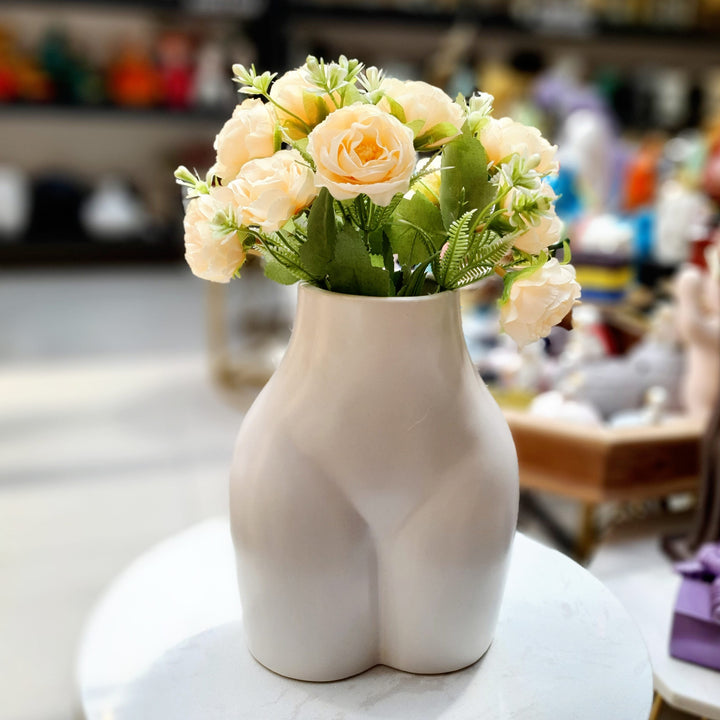 Florero Media Silueta Fem Blanco CASONA DECO
