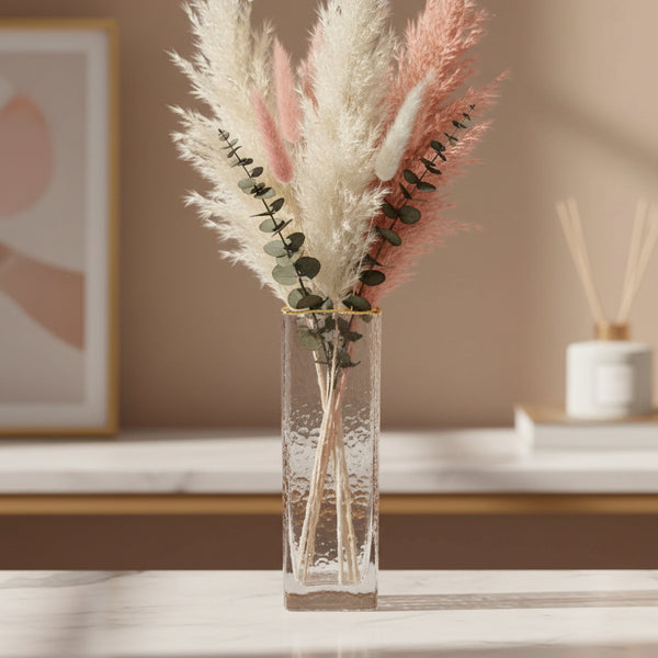 Florero Rectangular Borde Dorado M