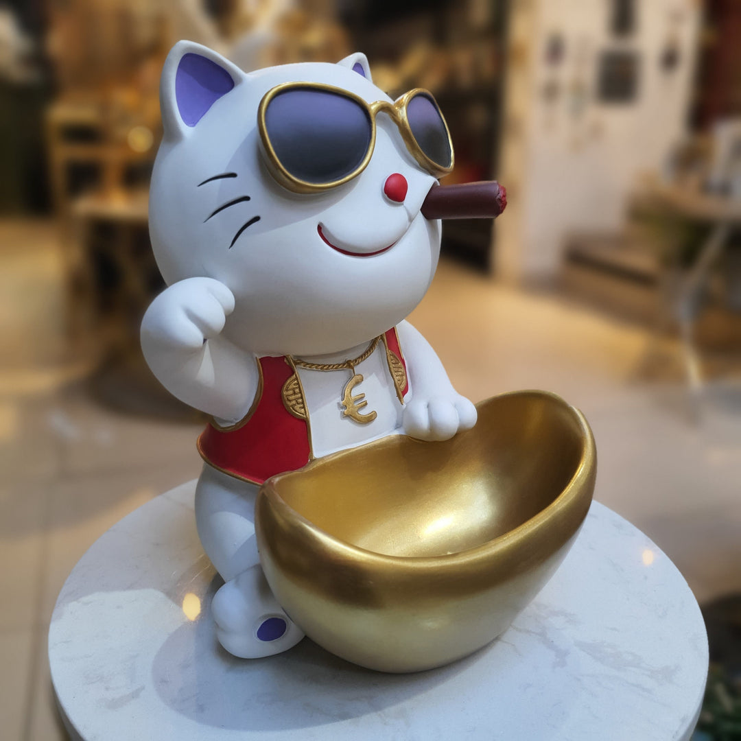 Gato Fumador con chaleco rojo CASONA DECO