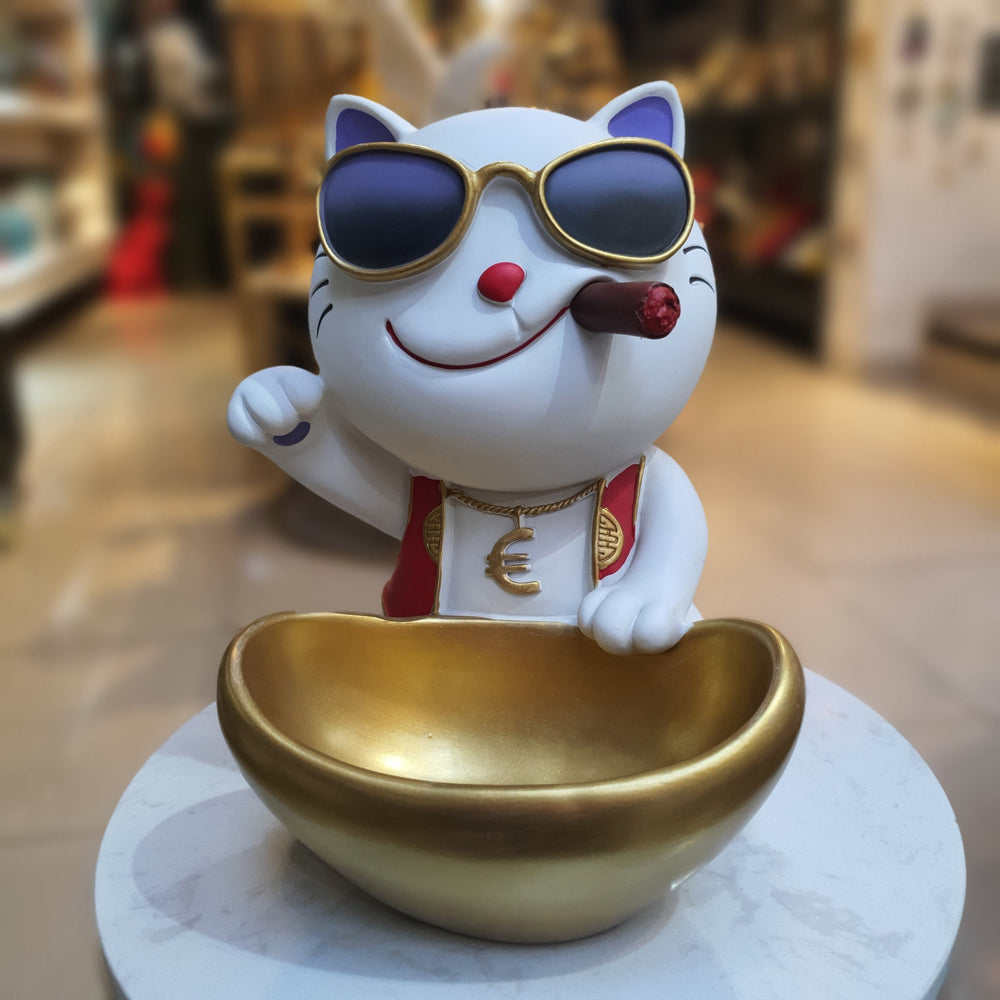 Gato Fumador con chaleco rojo CASONA DECO