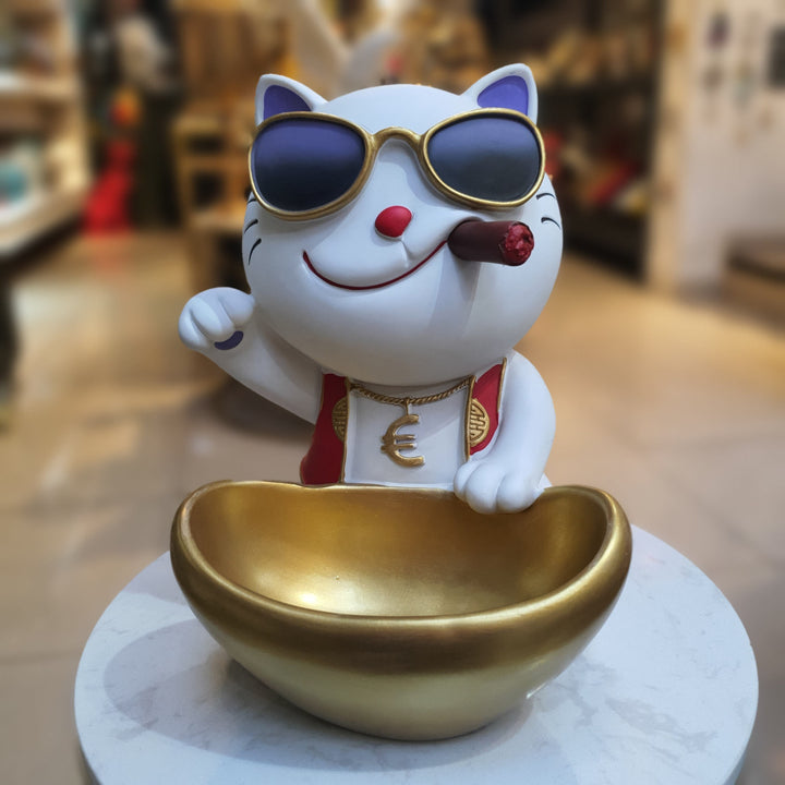 Gato Fumador con chaleco rojo CASONA DECO