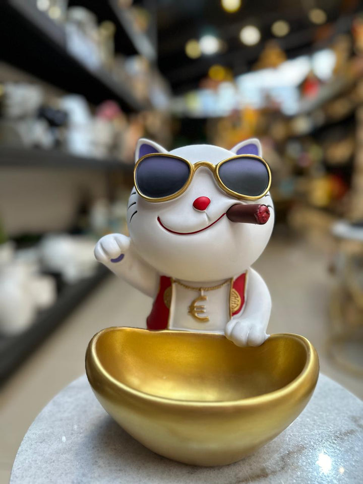 Gato Fumador con chaleco rojo CASONA DECO