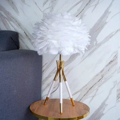 Lampara plumas blanco CASONA DECO LAMPARAS