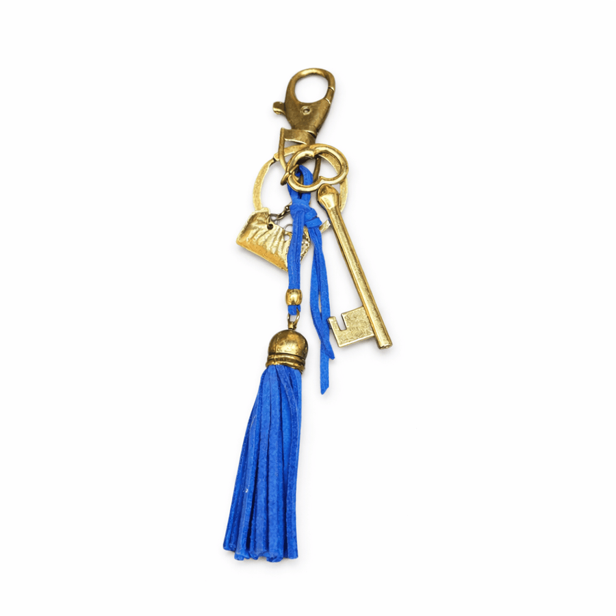 Llavero borla azul - llave y bolso CASONA DECO Llaveros
