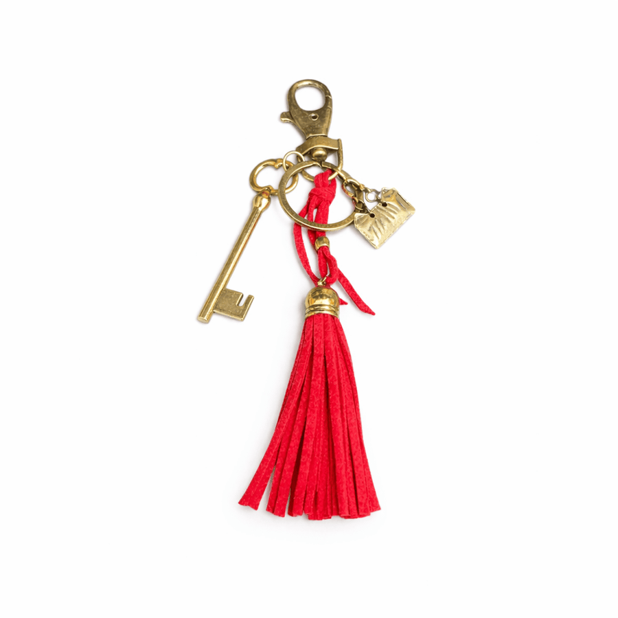 Llavero borla roja - llave y bolso CASONA DECO Llaveros