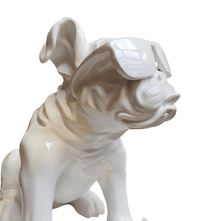 Perro Bulldog Blanco con Lentes CASONA DECO