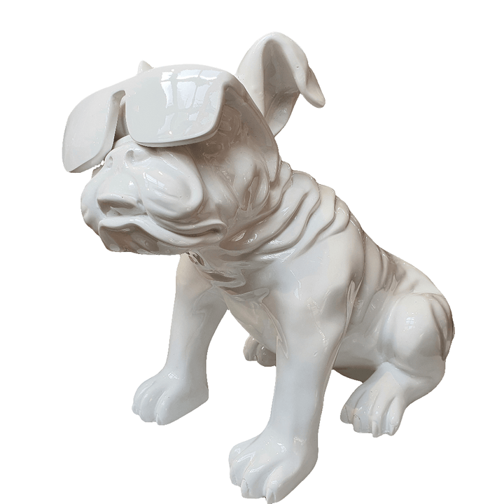 Perro Bulldog Blanco con Lentes