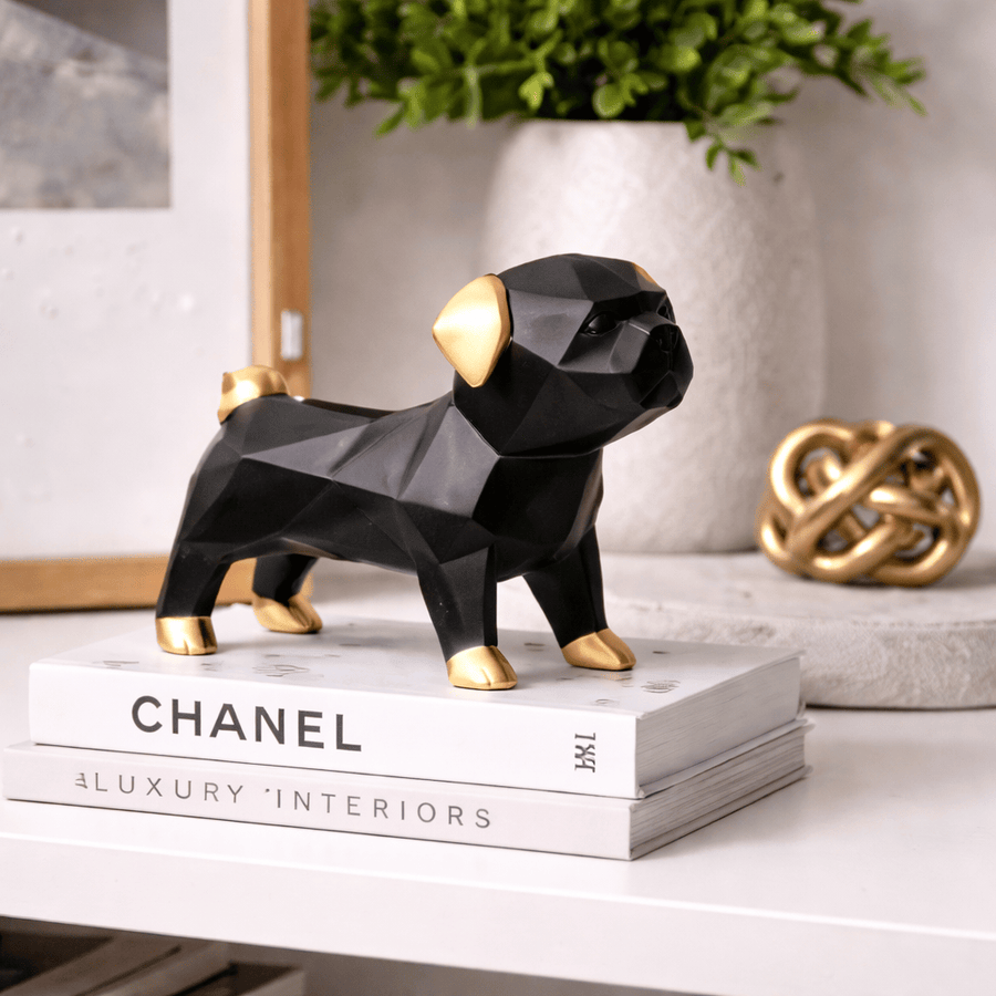 Perro Pug Geo De Pie Negro CASONA DECO