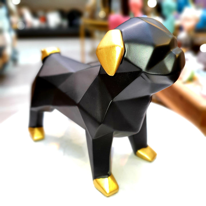 Perro Pug Geo De Pie Negro CASONA DECO