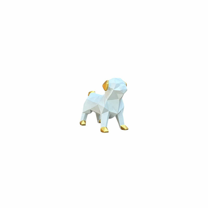 Perro Pug Mini Geo De Pie Blanco CASONA DECO