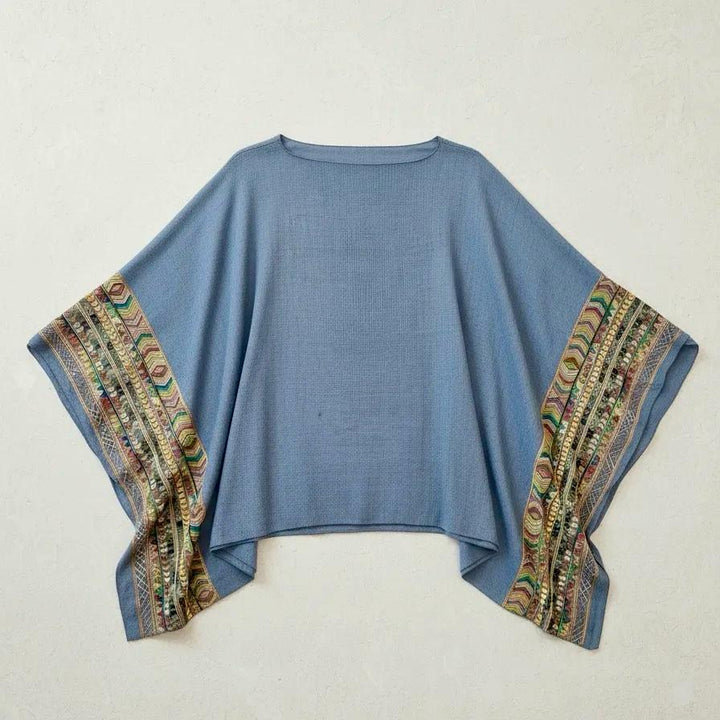 Salida de Baño Bordado azul CASONA DECO Ponchos