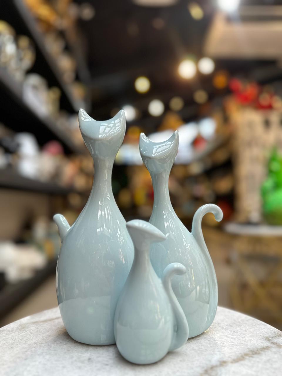 Trio Gatos color celeste 64057 CASONA DECO