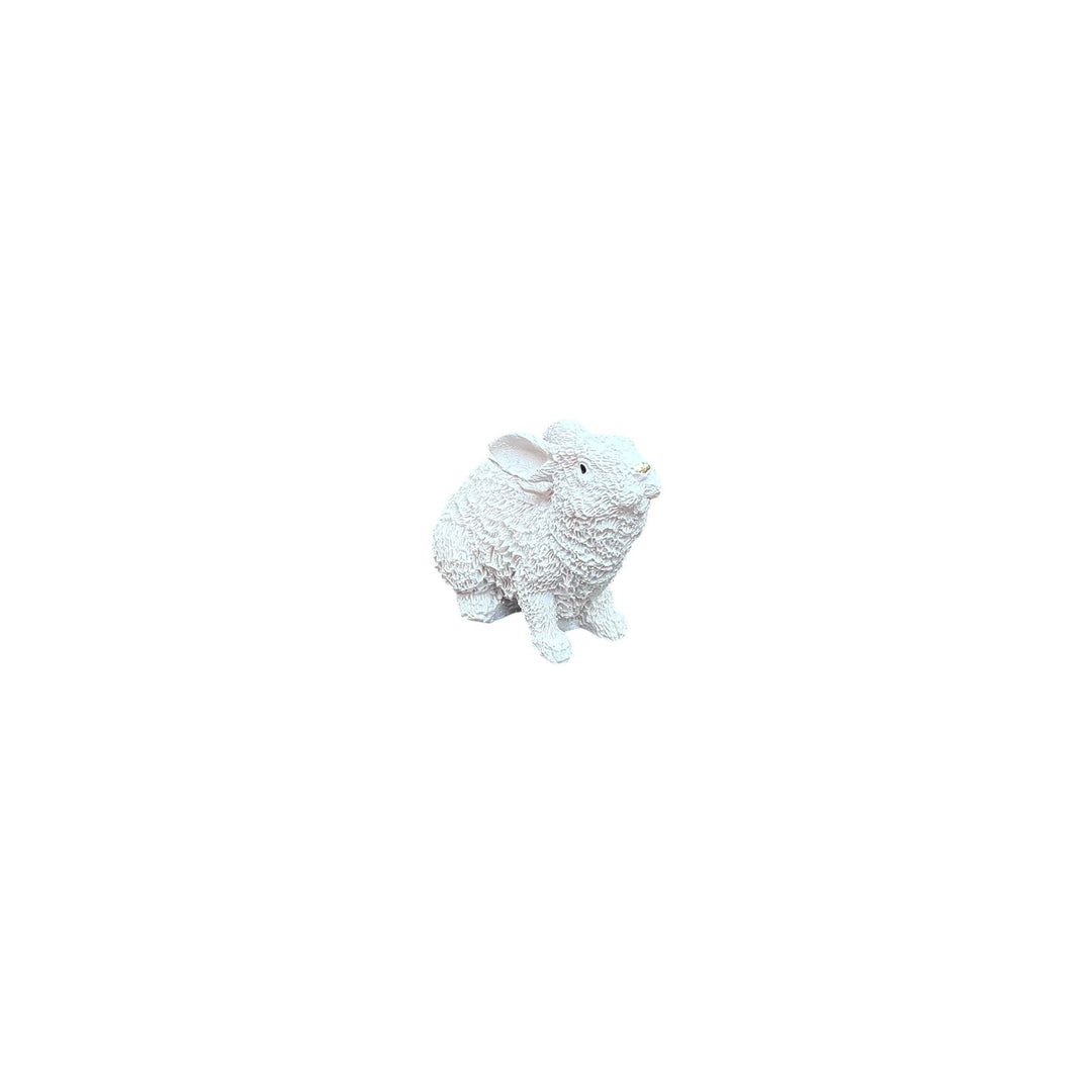 Adorno conejo acostado blanco pequeño