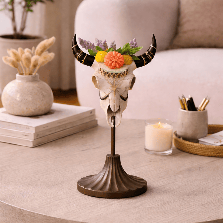 Cráneo de toro con Flores CASONA DECO animales