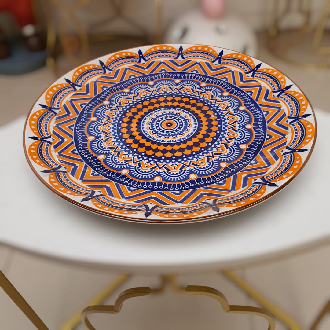 Plato Mandala Naranja Azul
