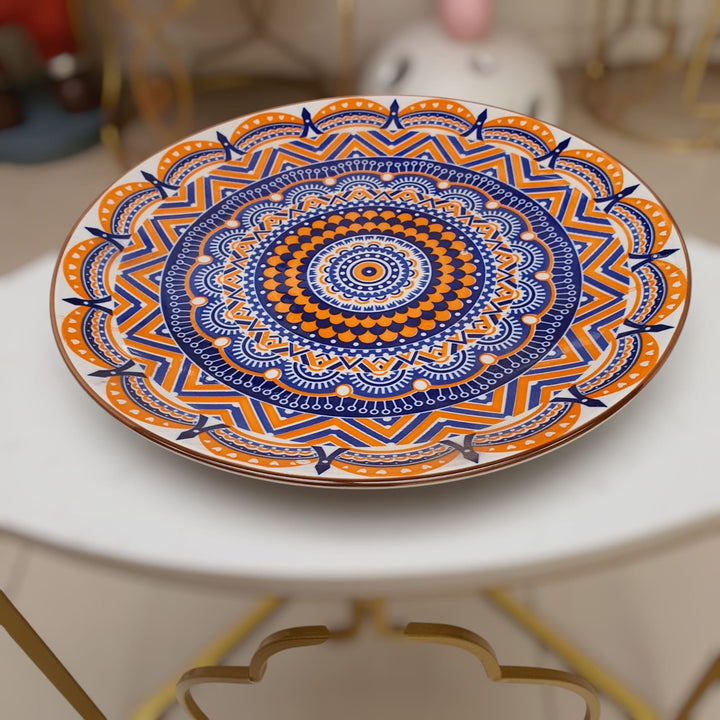 Plato Mandala Naranja Azul
