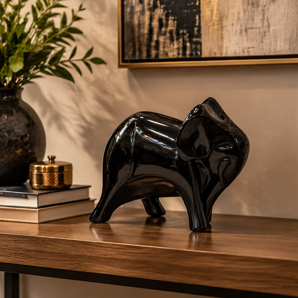 Elefante Decorativo Geométrico Negro