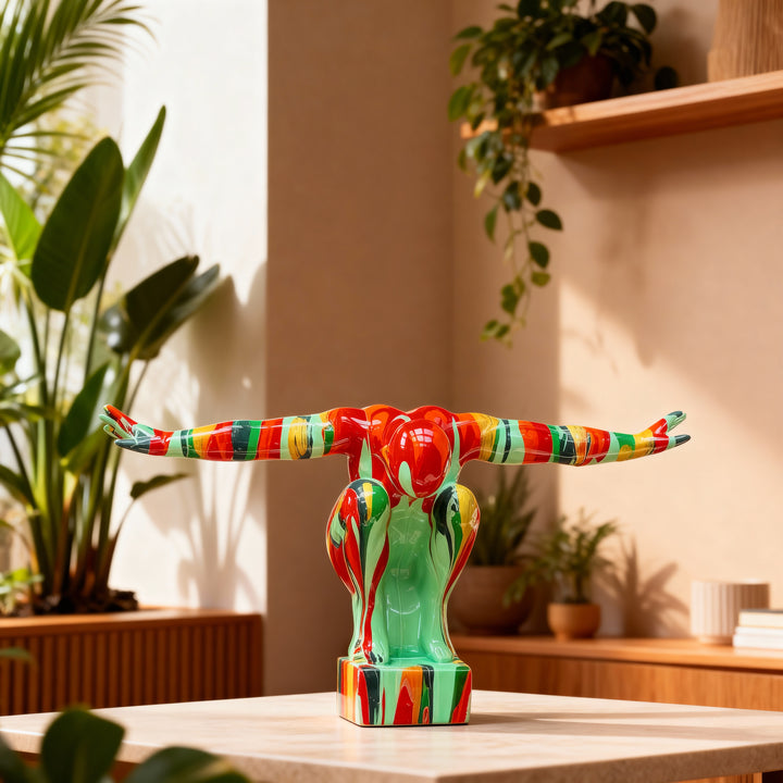 Escultura nadador multicolor